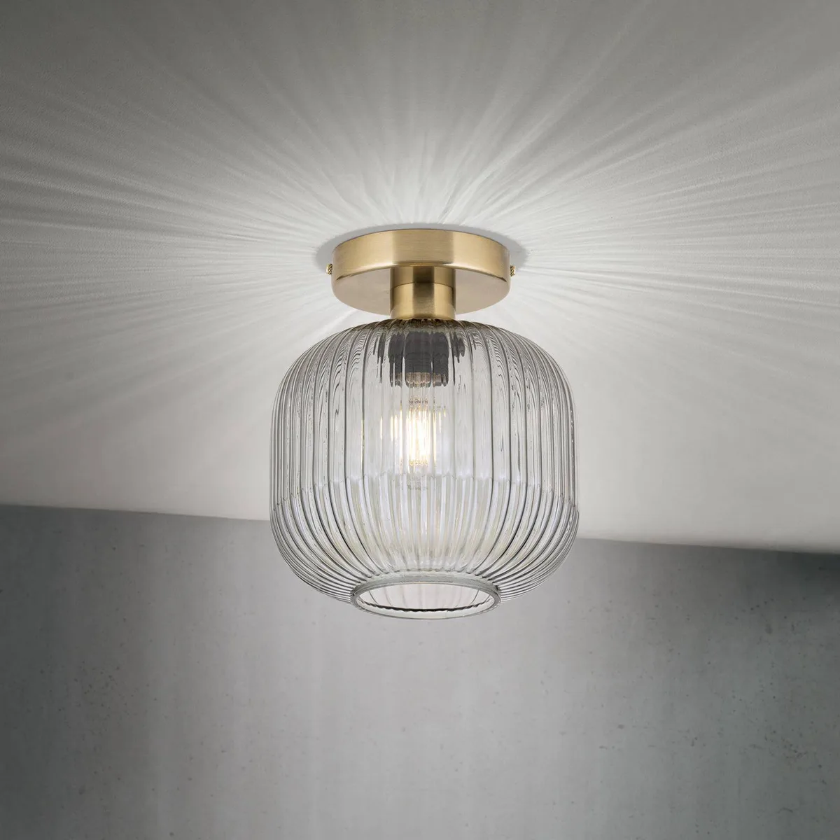 Plafondlamp Carneval, Ø 20 cm, glas, E27 van Orion in Rookgrijs – productfoto