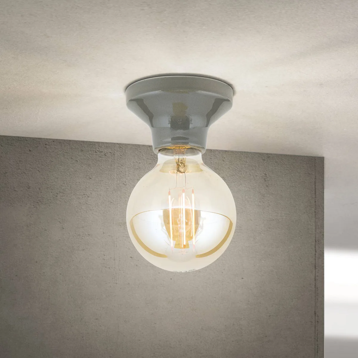 Plafondlamp Frost, keramiek, E27 von Orion in Grau – Produktfoto