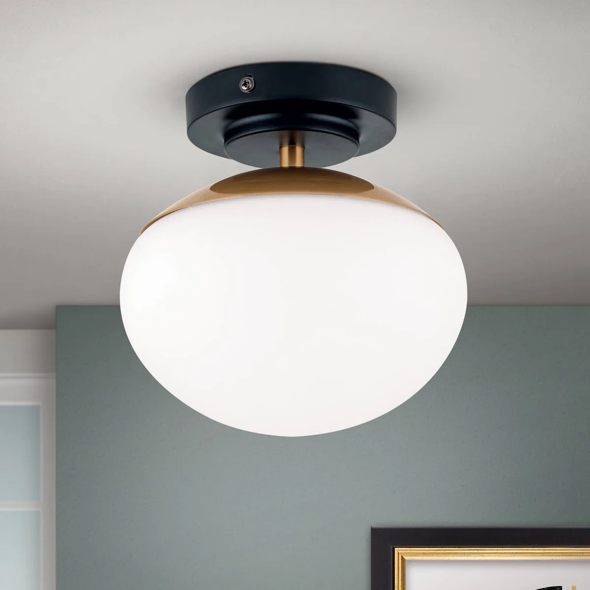 Plafondlamp Josephine, 1-lamp by Orion in Brass, Black, Opaal mat – product photo