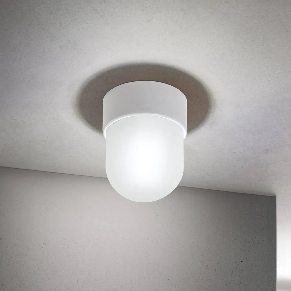 Plafondlamp Ostia, wit, keramiek, satijnglazen, E27 von Orion in Weiß, Gesatineerd – Produktfoto