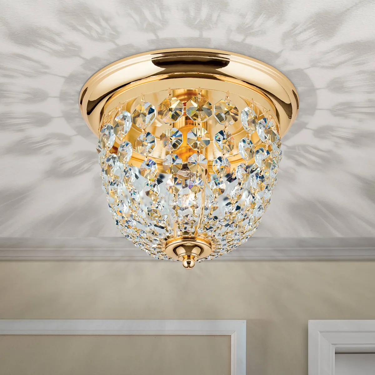 Plafondlamp Plafond, goud/transparant, Ø 26 cm fra Orion i Guld, Gennemsigtig – produktbillede