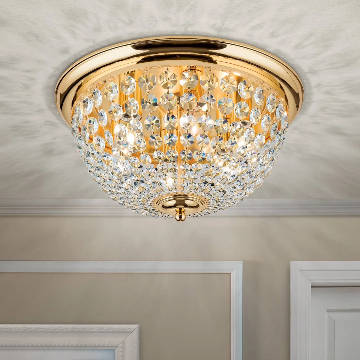 Plafondlamp Plafond, goud/transparant, Ø 47 cm fra Orion i Guld, Gennemsigtig – produktbillede