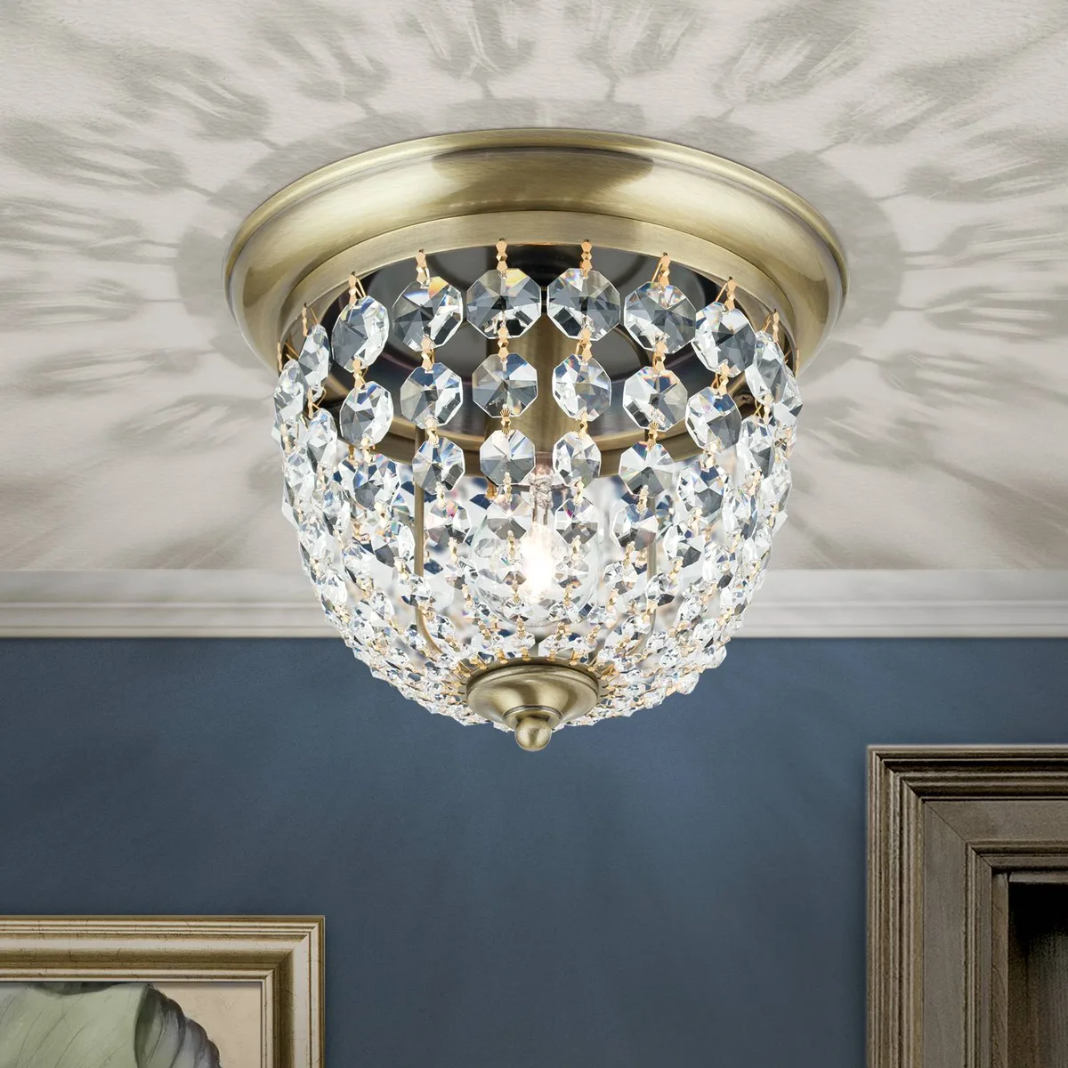 Plafondlamp Plafond, patina/transparant, Ø 26 cm fra Orion i Antiek messing, Gennemsigtig – produktbillede