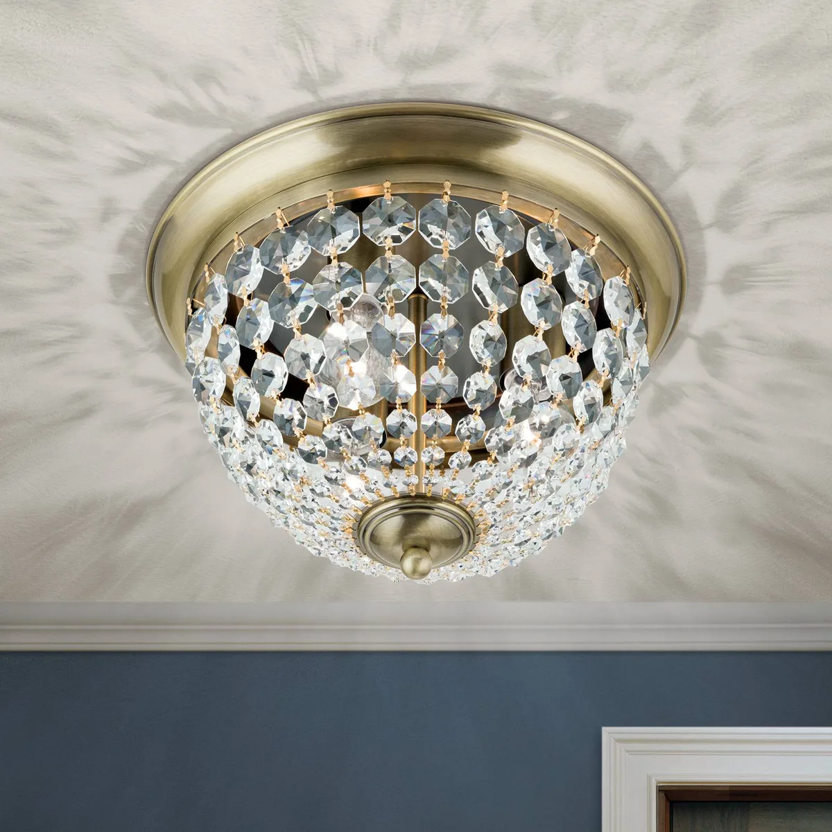Plafondlamp Plafond, patina/transparant, Ø 35 cm von Orion in Antiek messing, Transparent – Produktfoto