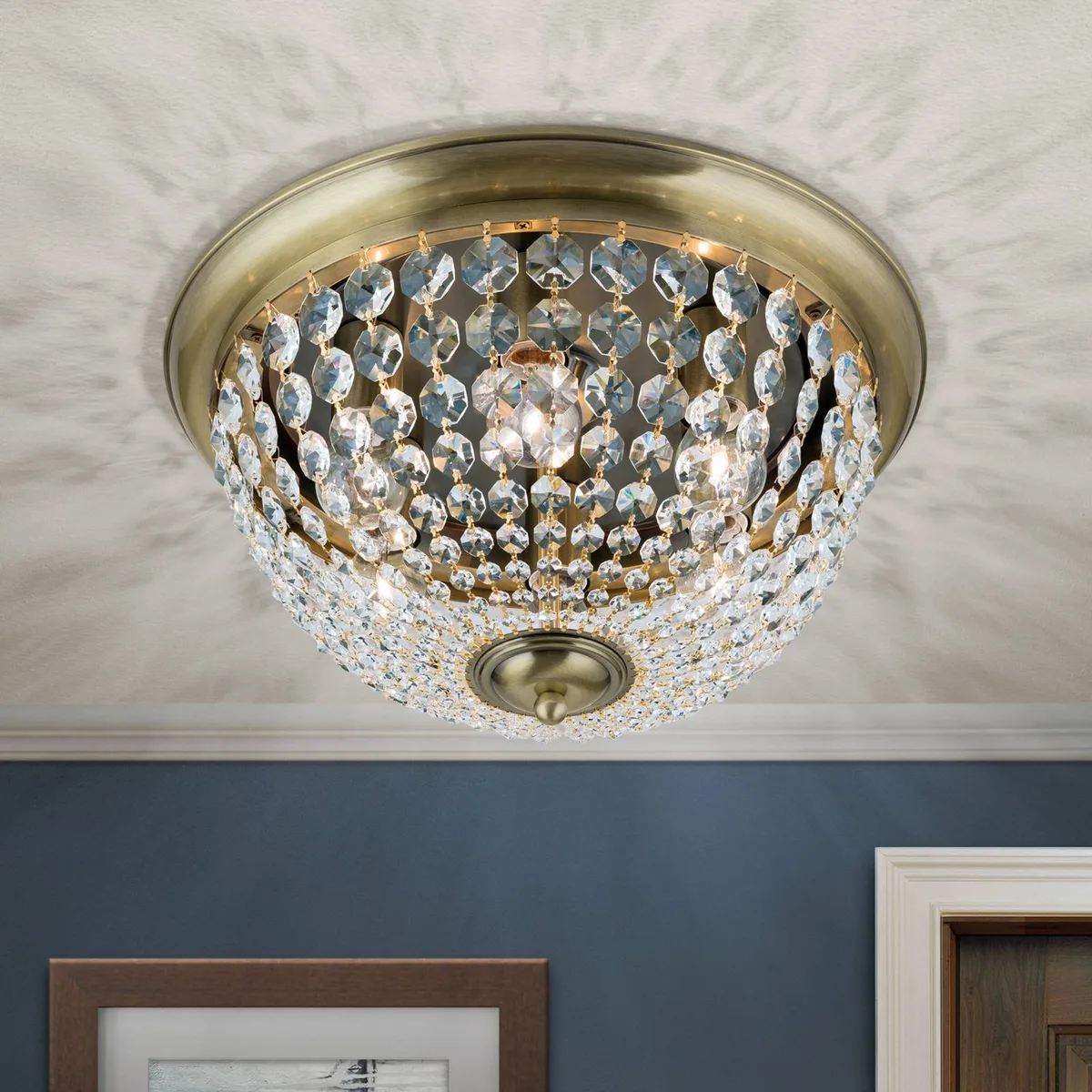 Plafondlamp Plafond, patina/transparant, Ø 47 cm von Orion in Antiek messing, Transparent – Produktfoto