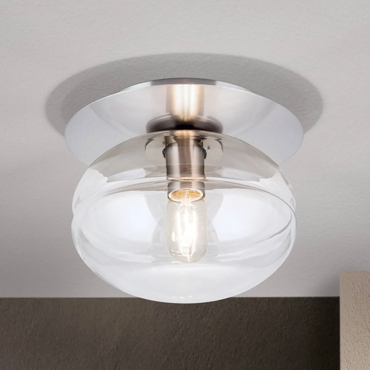 Plafondlamp Richard, metaal chroom, glas helder von Orion in Chrom, Transparent – Produktfoto