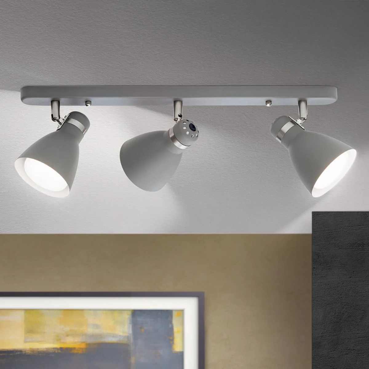 Plafondspot School, 3-lamps fra Orion i Grå – produktbillede