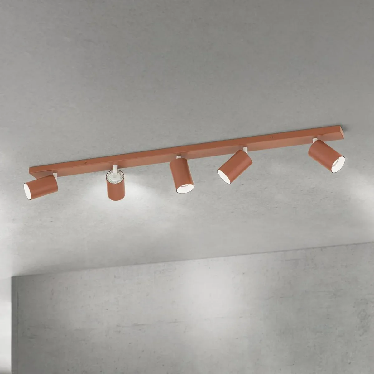 Plafondspot Sean, 5-lamps, aluminium, GU10 fra Orion i Koraalrood – produktbillede