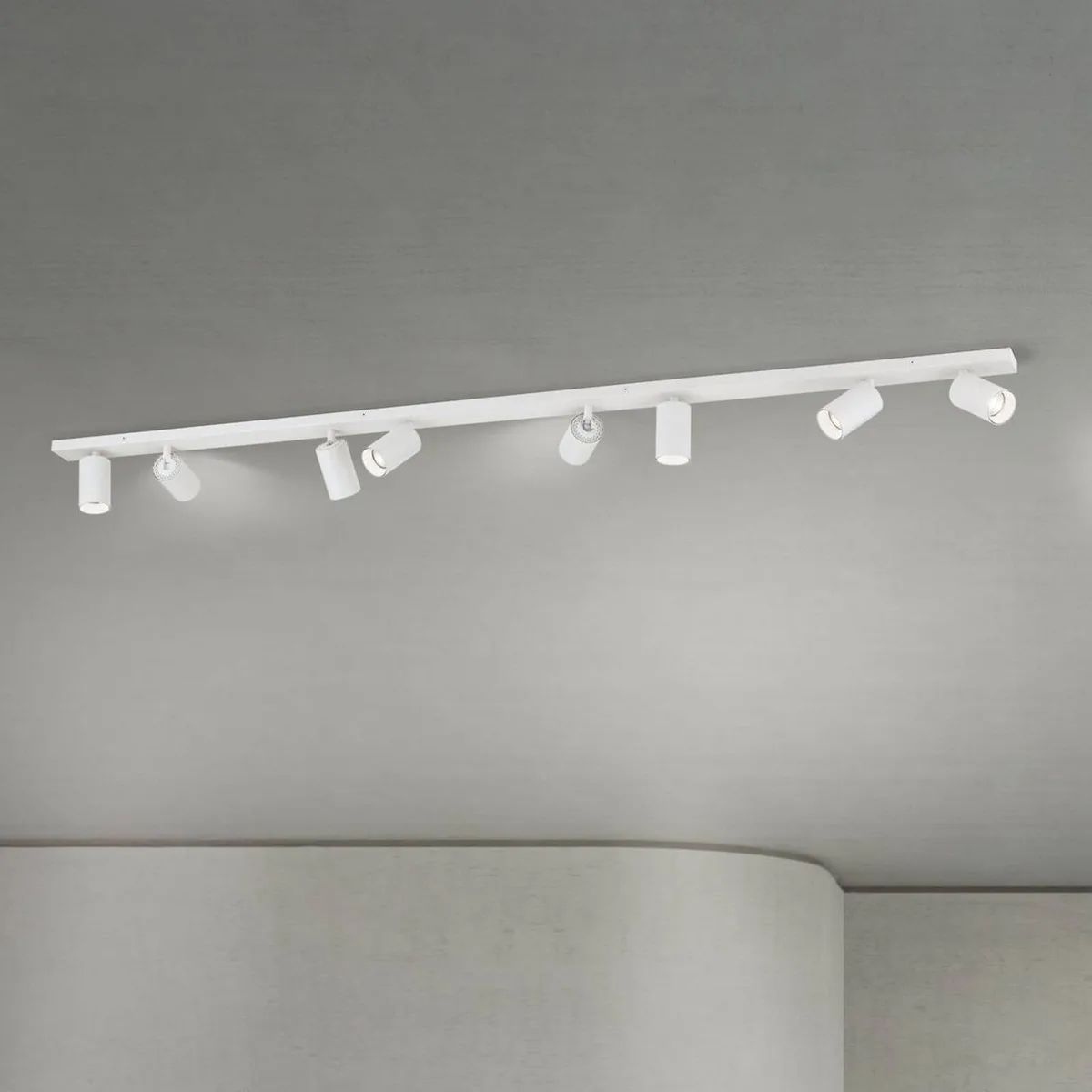Plafondspot Sean, 8-lamps, staal, aluminium, GU10 de Orion en Blanc – photo produit