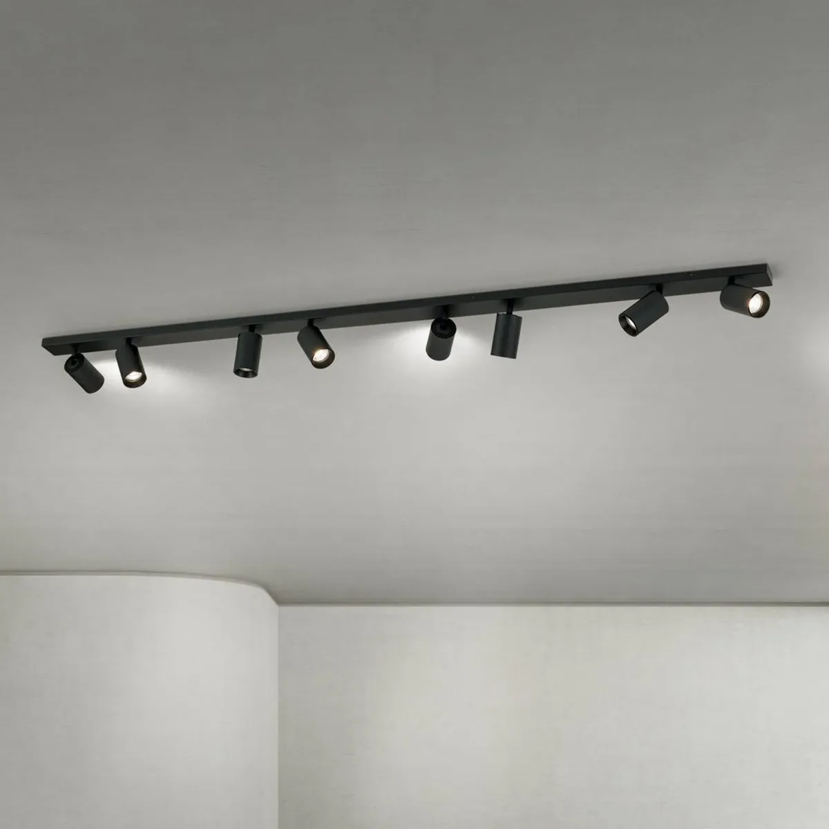 Plafondspot Sean, 8-lamps, staal, aluminium, GU10 by Orion in Black – product photo