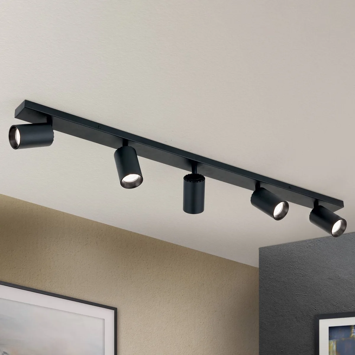 Plafondspot Sean, aluminium, 100 cm lang, GU10 de Orion en Noir – photo produit