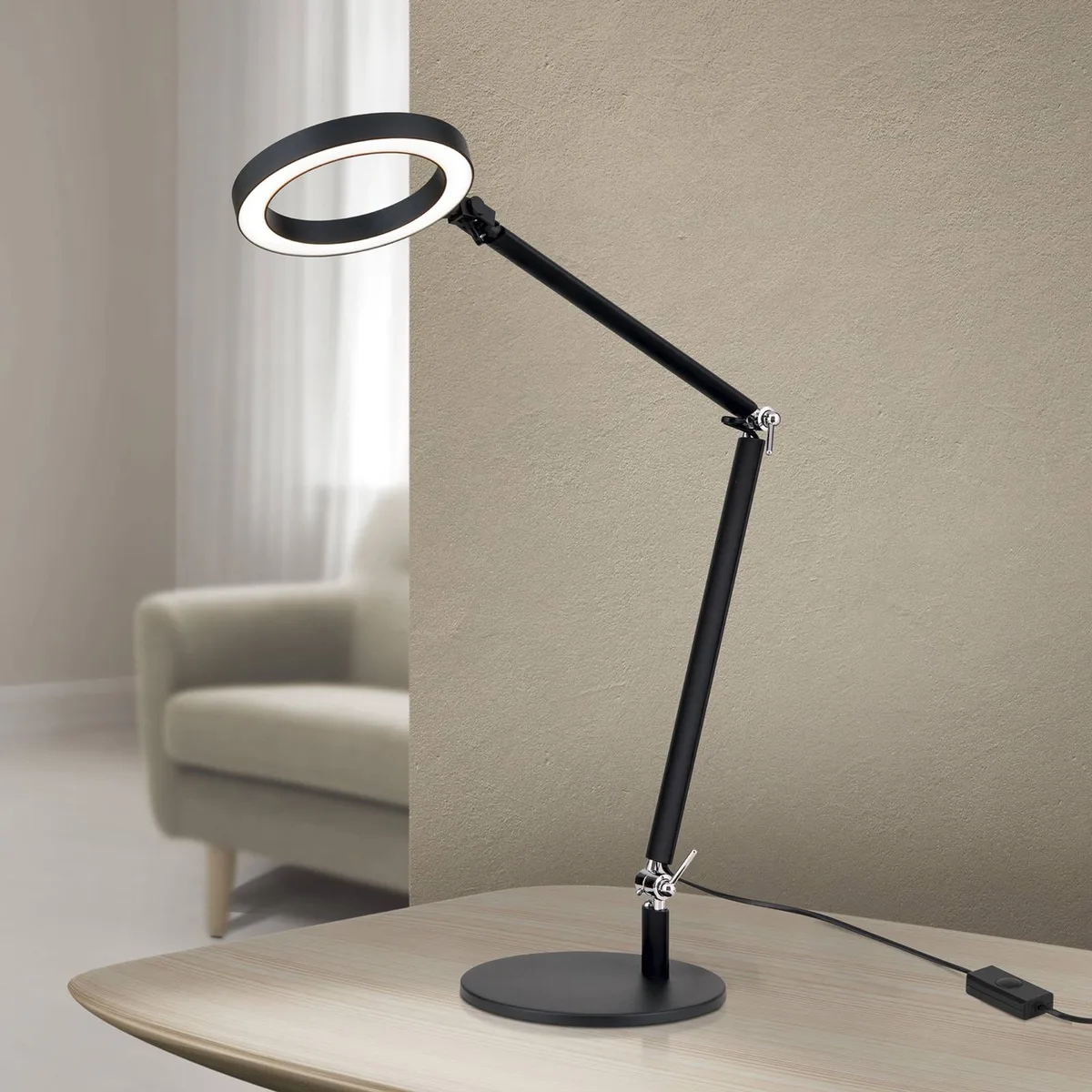 Ringo LED tafellamp, metaal, verstelbaar, dimbaar de Orion en Noir – photo produit