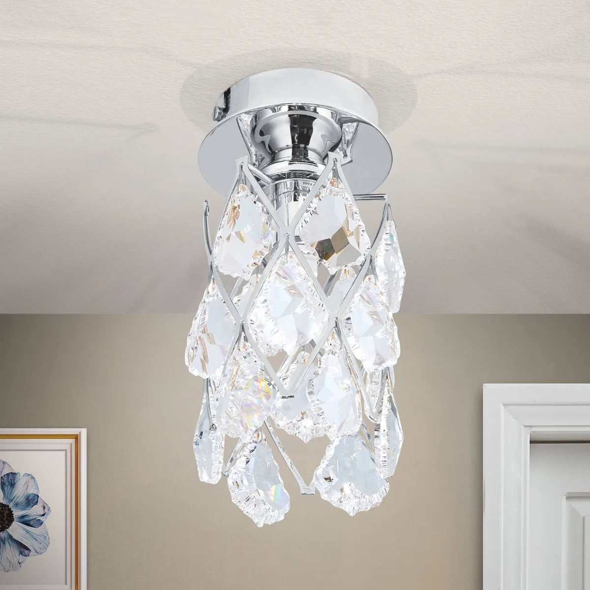 Slanke plafondlamp CHARLENE, verchroomd by Orion in Chrome, Helder – product photo