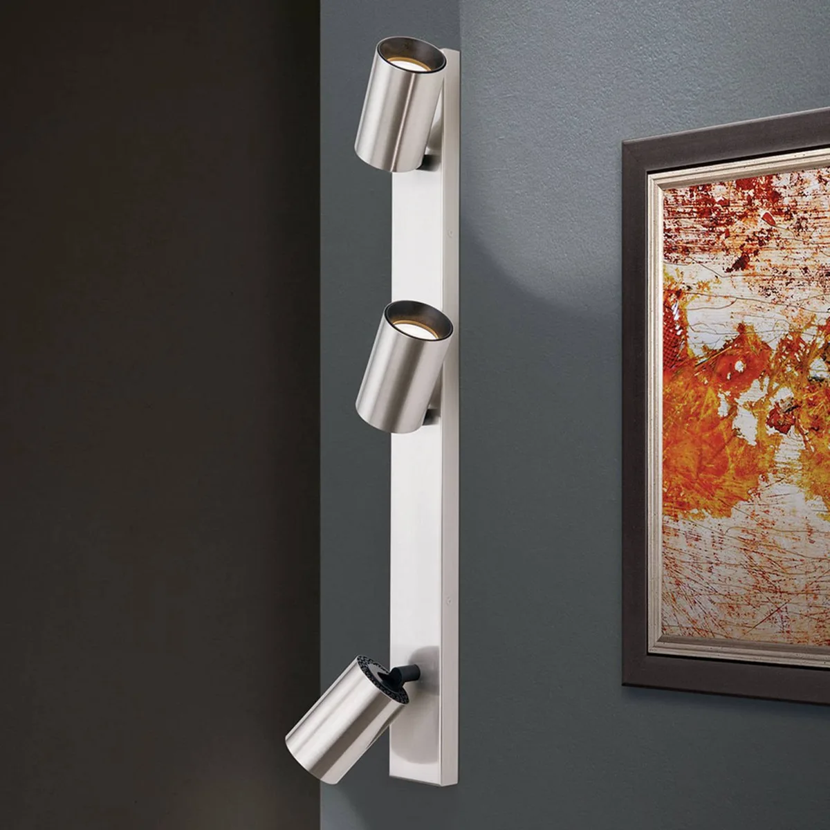 Spot Sean, 3-lamps van Orion in Mat gesatineerd nikkel, Zwart – productfoto
