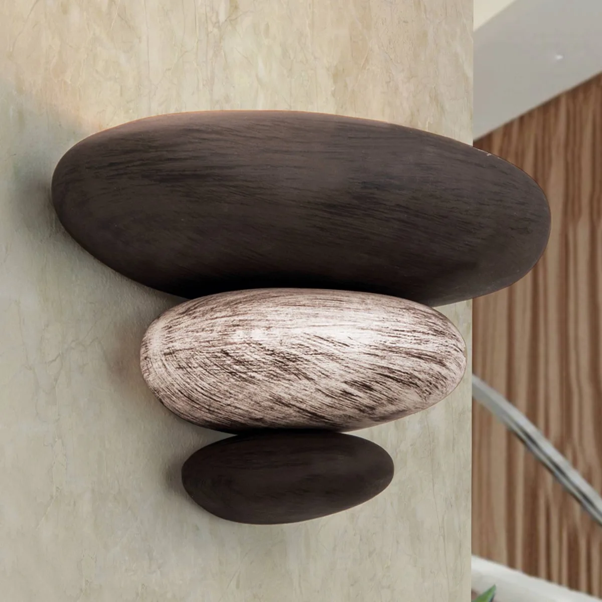 Steenimitatie: de beige-bruine wandlamp LITICA de Orion en Beige-bruin – photo produit