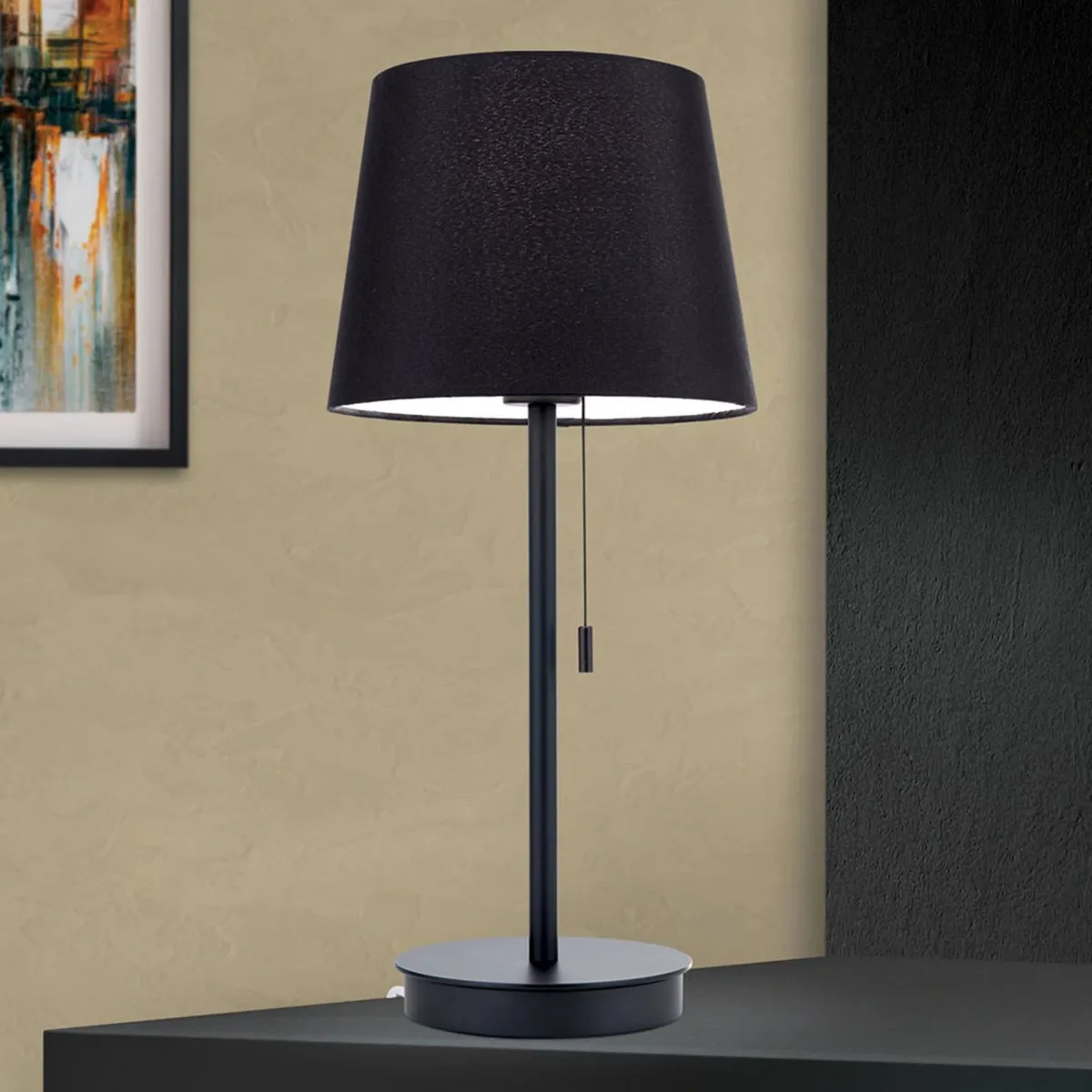 Tafellamp Ludwig met USB-poort van Orion in Zwart – productfoto