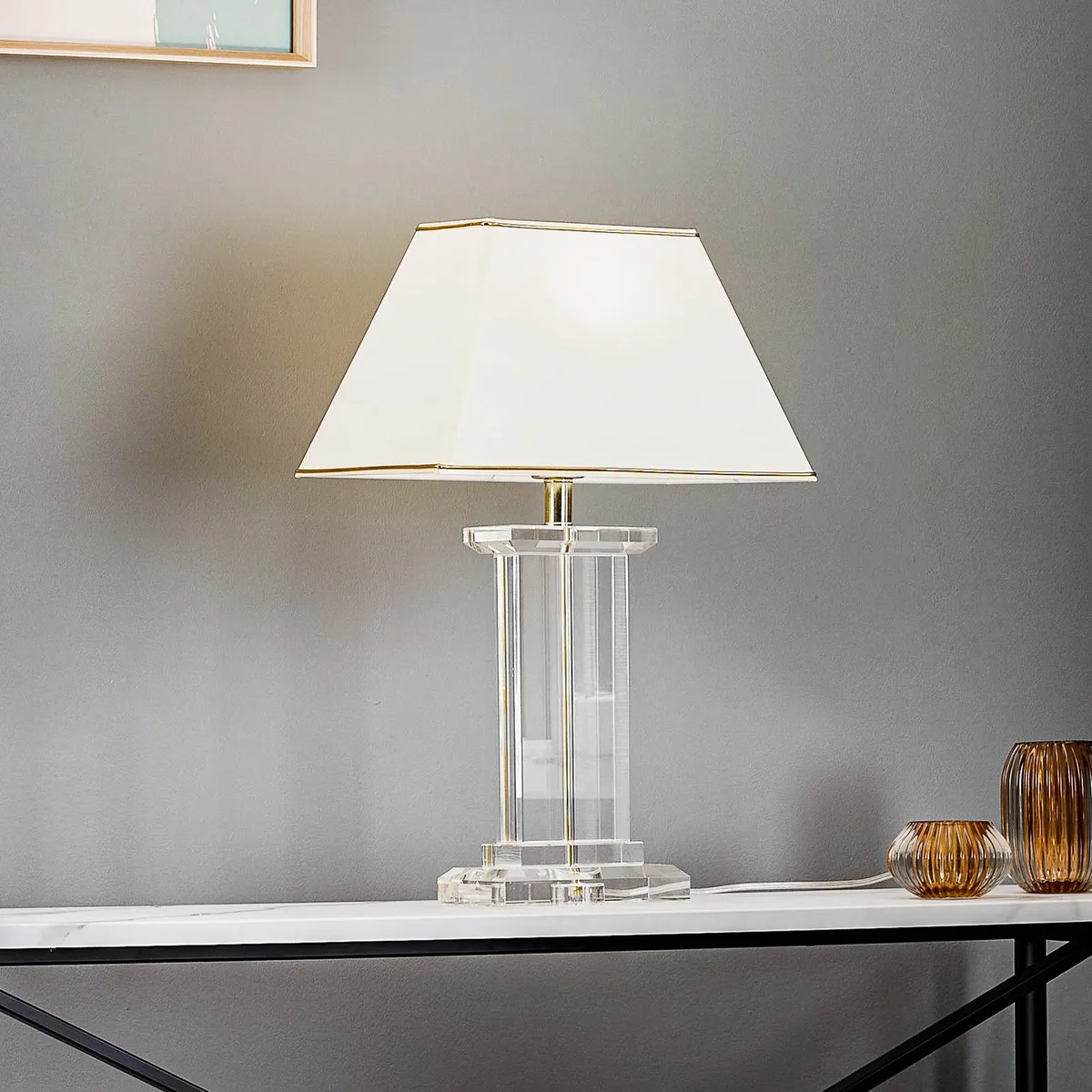Tafellamp Veronique, voet breed, crème/goud de Orion en Crème, Helder, Or – photo produit