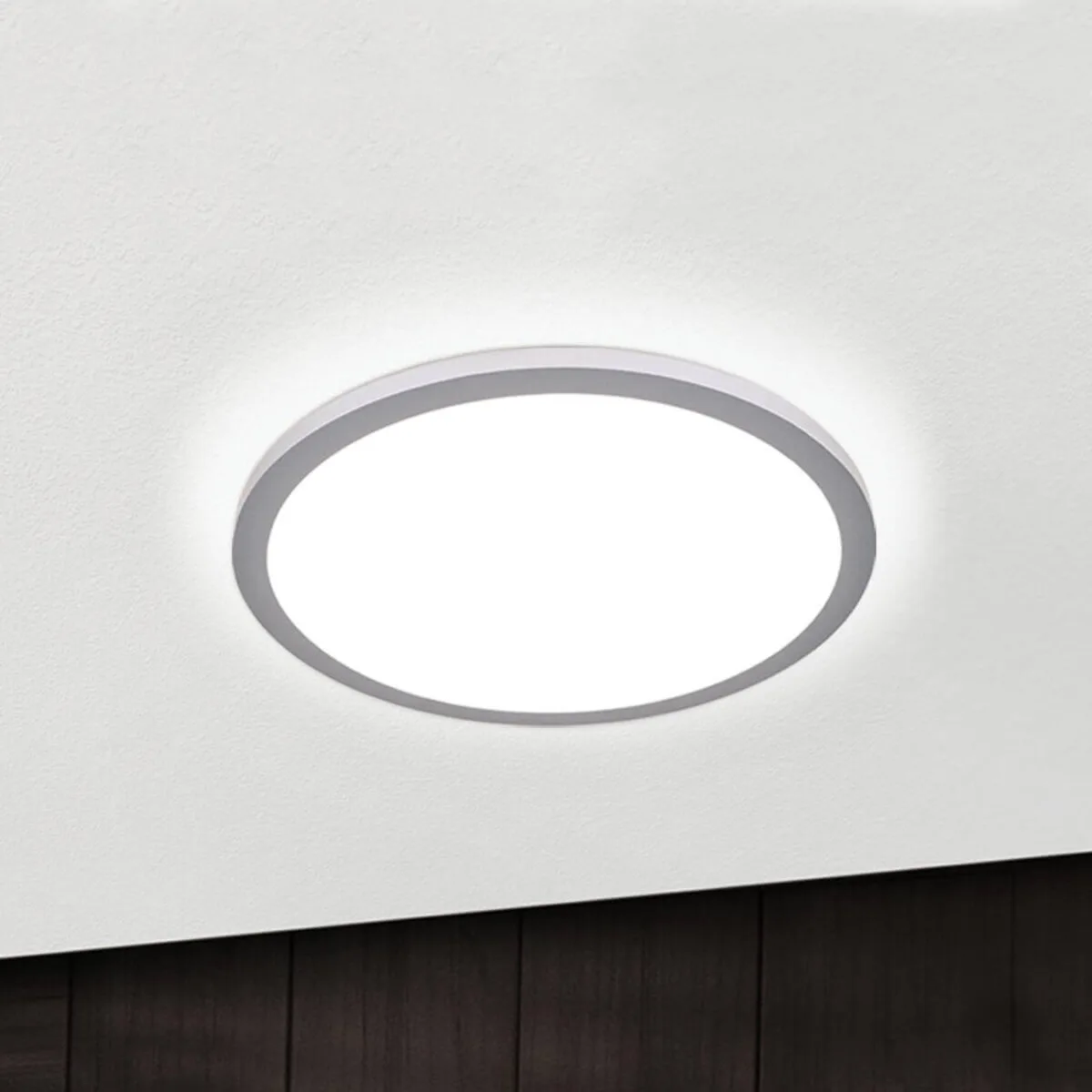 Titanium kleurige LED plafondlamp Aria, dimbaar de Orion en Titanium, Gesatineerd – photo produit