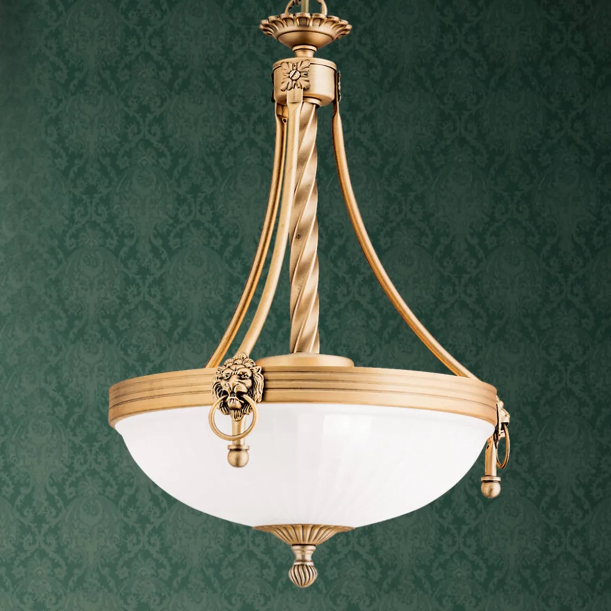 Traditionele hanglamp Noam, 34 cm van Orion in Brons, Wit – productfoto
