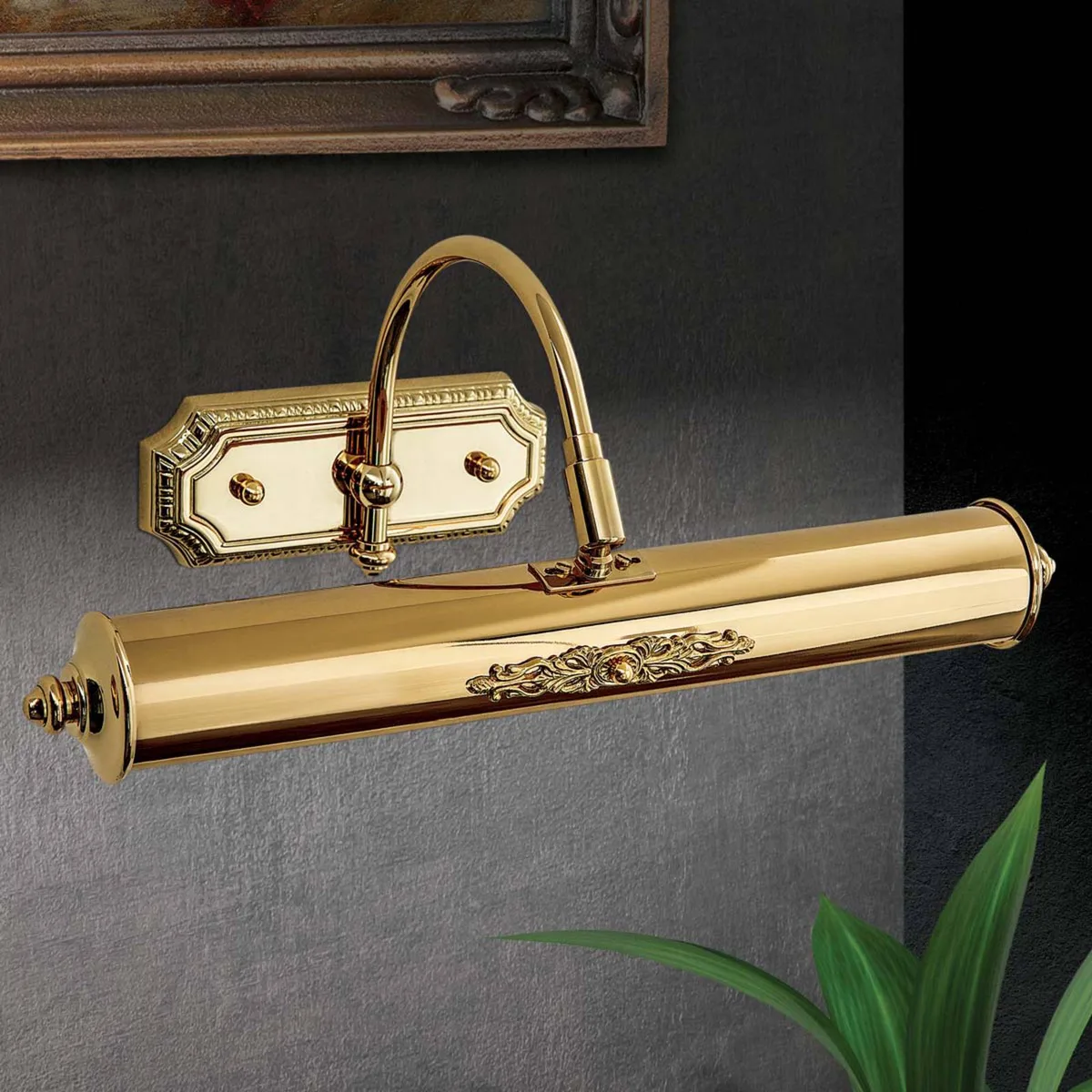 Vergulde schilderijlamp Gustav uit messing, 40 cm de Orion en 24-karaats verguld – photo produit