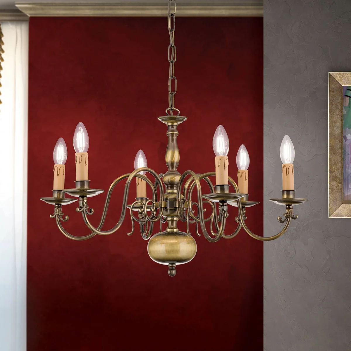 Vlaamse stijl - kroonluchter IMKE by Orion in Oudmessing – product photo