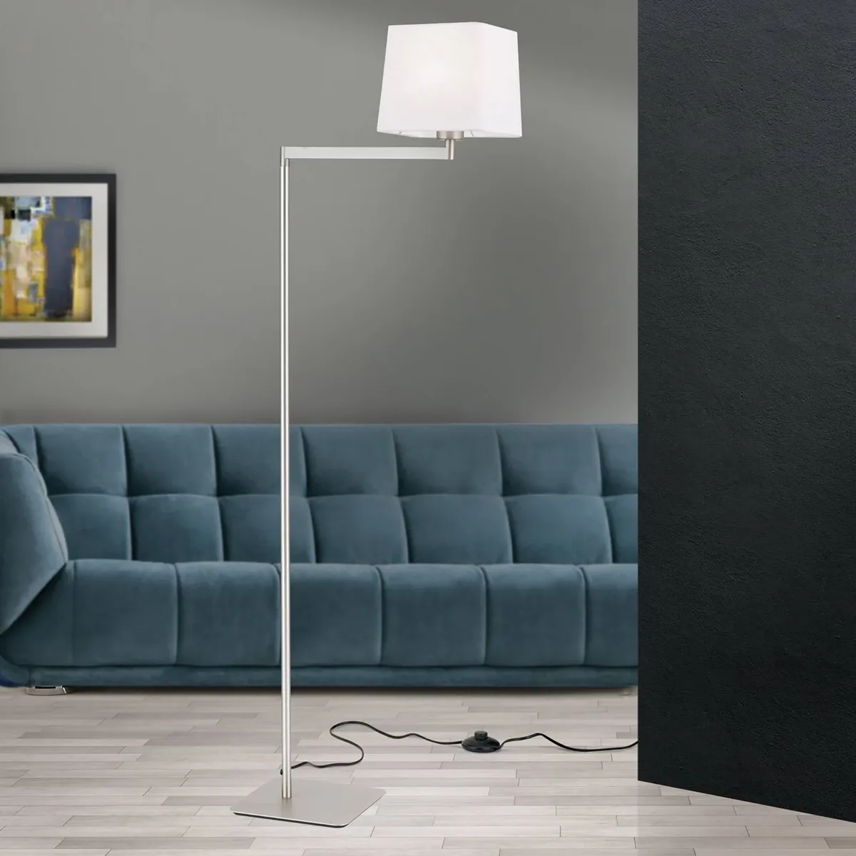 Vloerlamp Carlton, mat nikkel van Orion in Wit – productfoto