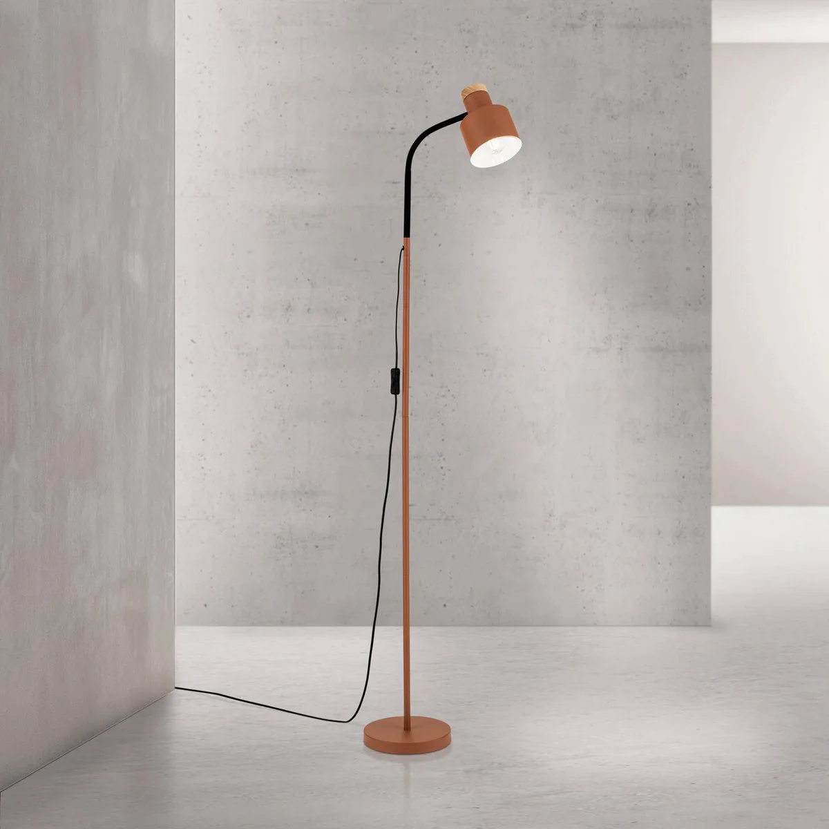 Vloerlamp Gili, staal, hoogte 150 cm, E27 fra Orion i Koraalrood – produktbillede