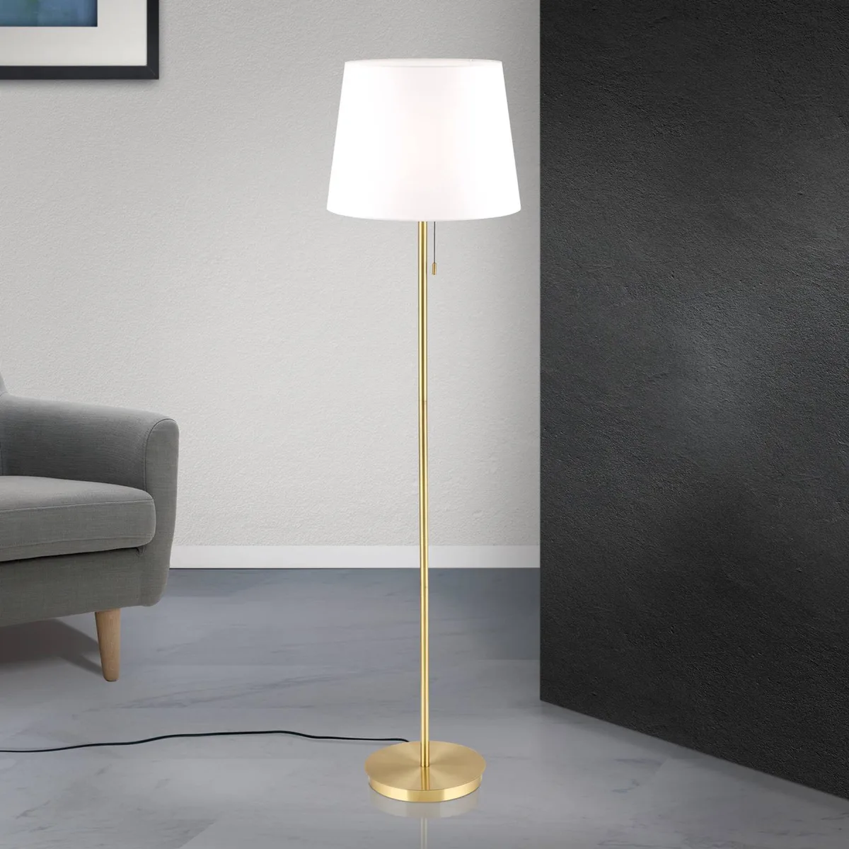 Vloerlamp Ludwig, antiek messing fra Orion i Hvid – produktbillede
