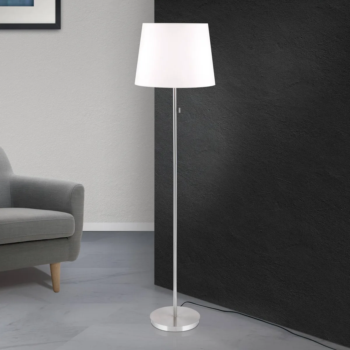 Vloerlamp Ludwig, mat nikkel van Orion in Wit – productfoto