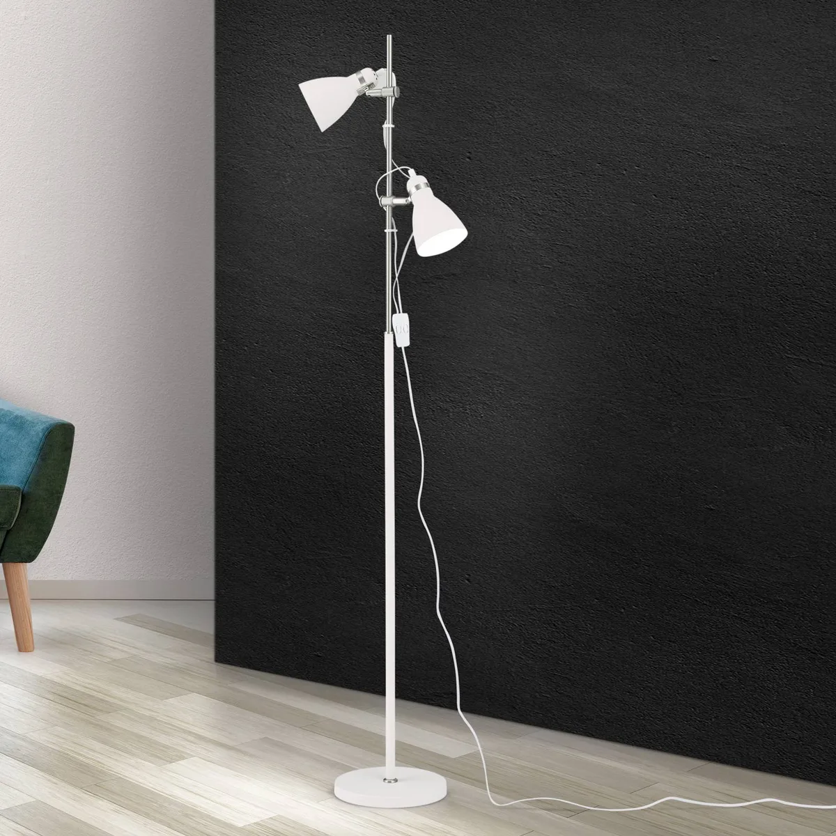 Vloerlamp School met twee spots fra Orion i Hvid – produktbillede