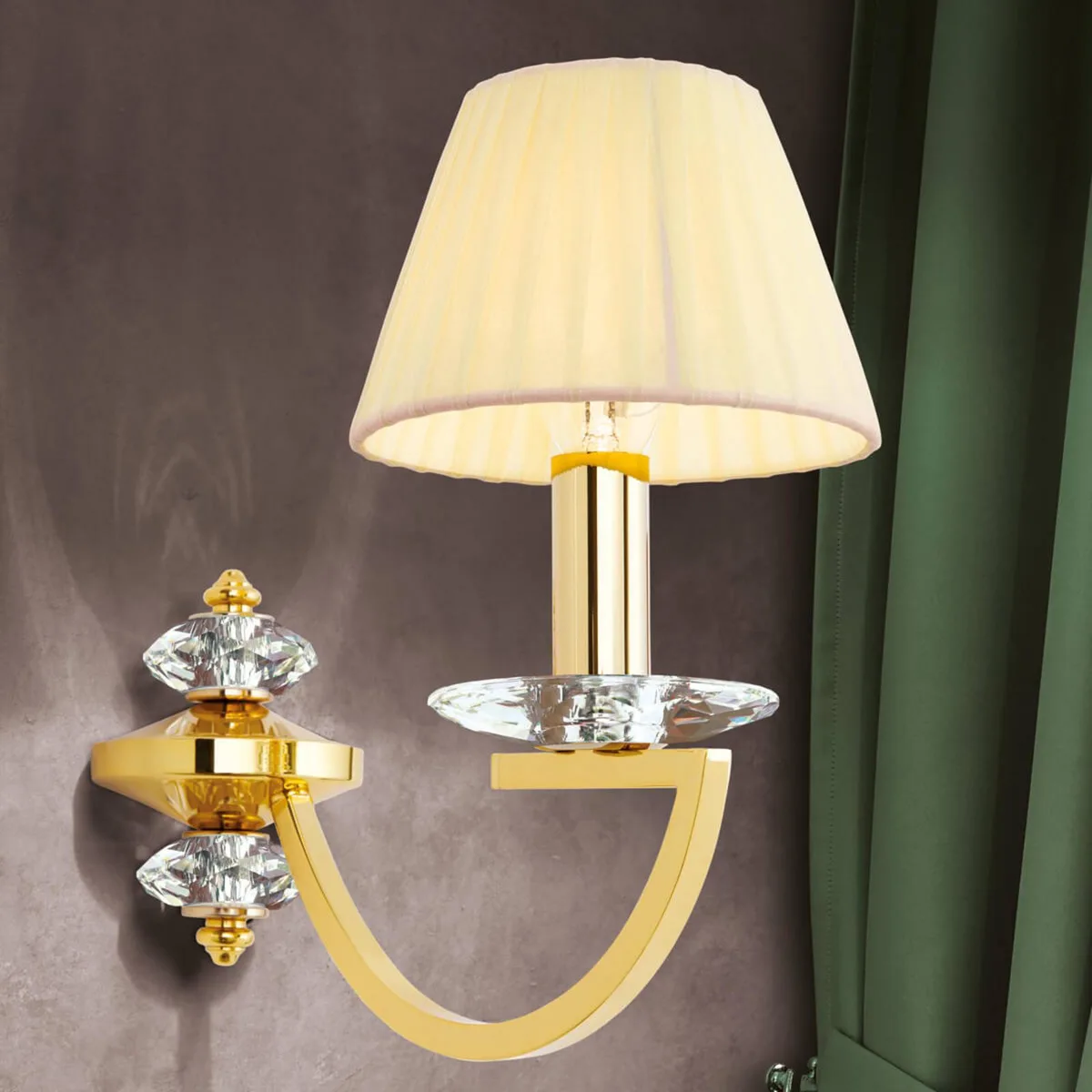 Wandlamp Avala van volledig messing fra Orion i Guld, Creme, Helder – produktbillede