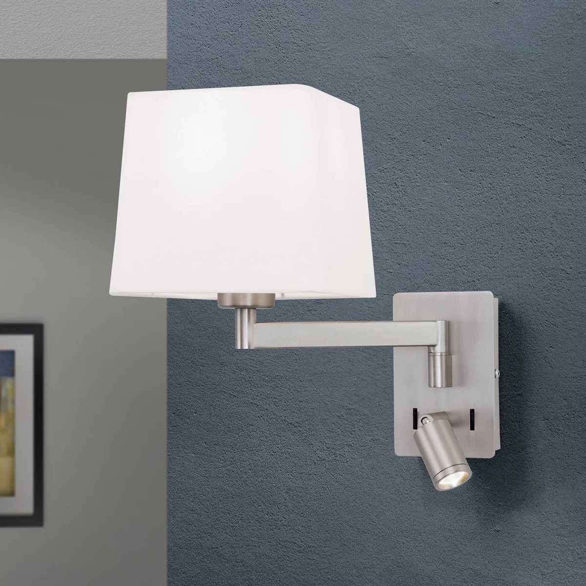 Textil-Wandlampe Carlton, nickel matt von Orion in Alu, Grau, Zink – Produktfoto