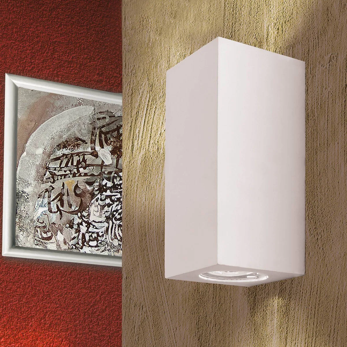 Wandlamp Cube, wit, hoogte 15,5 cm, keramiek, up/down van Orion in Wit geglazuurd – productfoto