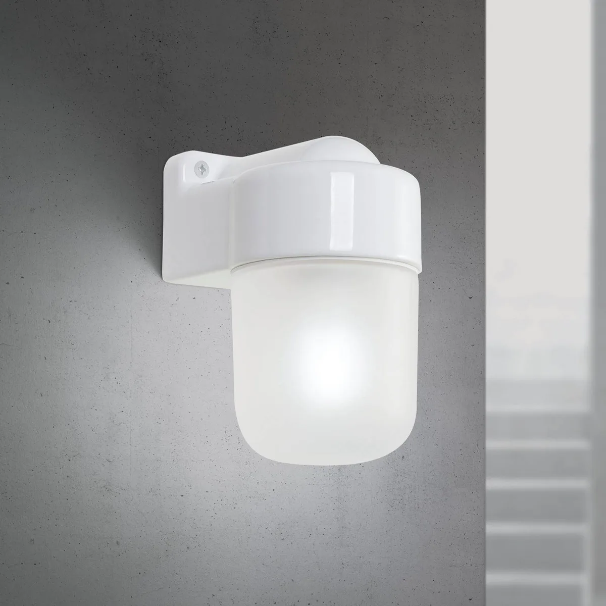 Wandlamp Ostia, wit, keramiek, satijnglazen, E27 von Orion in Weiß, Gesatineerd – Produktfoto