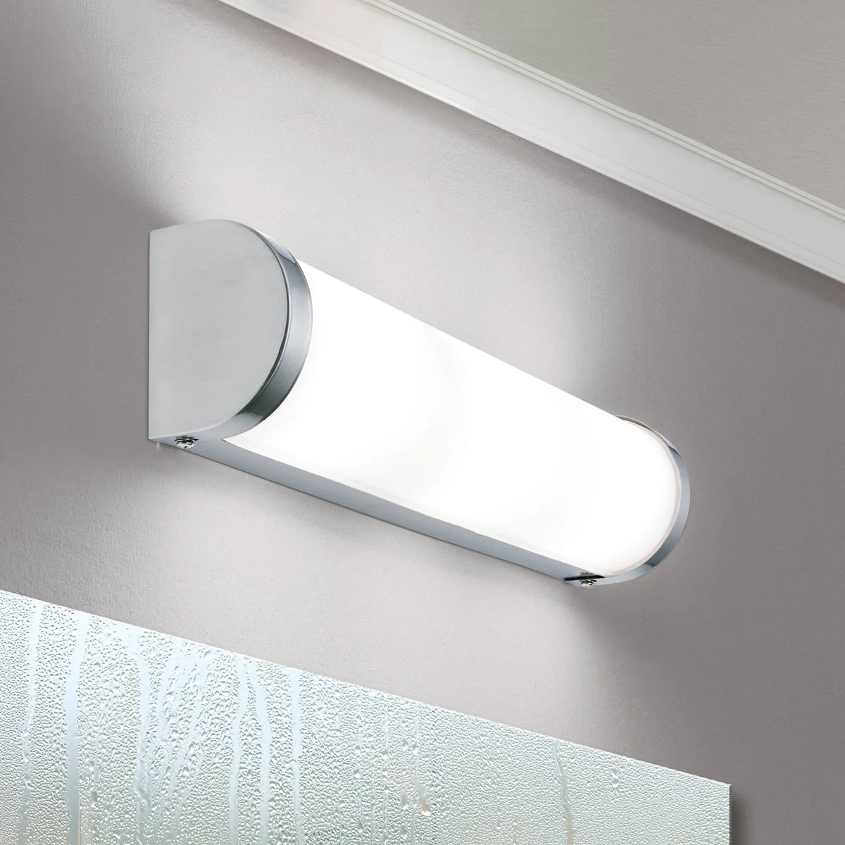 Wandlamp Tea 41 cm nikkel fra Orion i Nikkel, Opaalwit – produktbillede