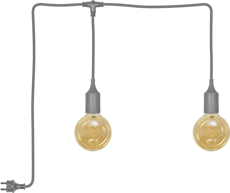 buitenpendellamp 4,5 cm Ø, 6 m kabellengte, comfortabel warm wit, 2400 K, siliconen, E27, vervangbare led, 300° stralingshoek fra Osram i Grå – produktbillede