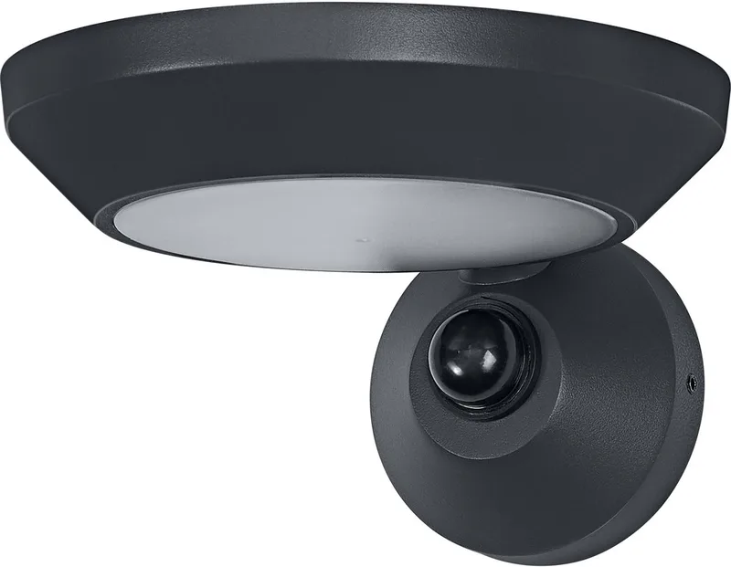 buitenwandlamp, antraciet, 12,5 W, 930 lm, 3000 K, 100° stralingshoek, IP65, levensduur 50.000 u, PIR-bewegingssensor, glazen diffuser de Osram en Gris foncé – photo produit