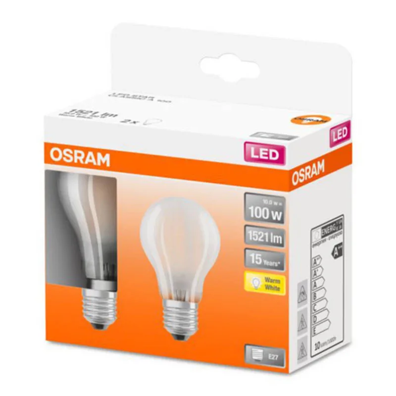 Classic A LED lamp E27 11W 2.700K mat per 2 fra Osram – produktbillede