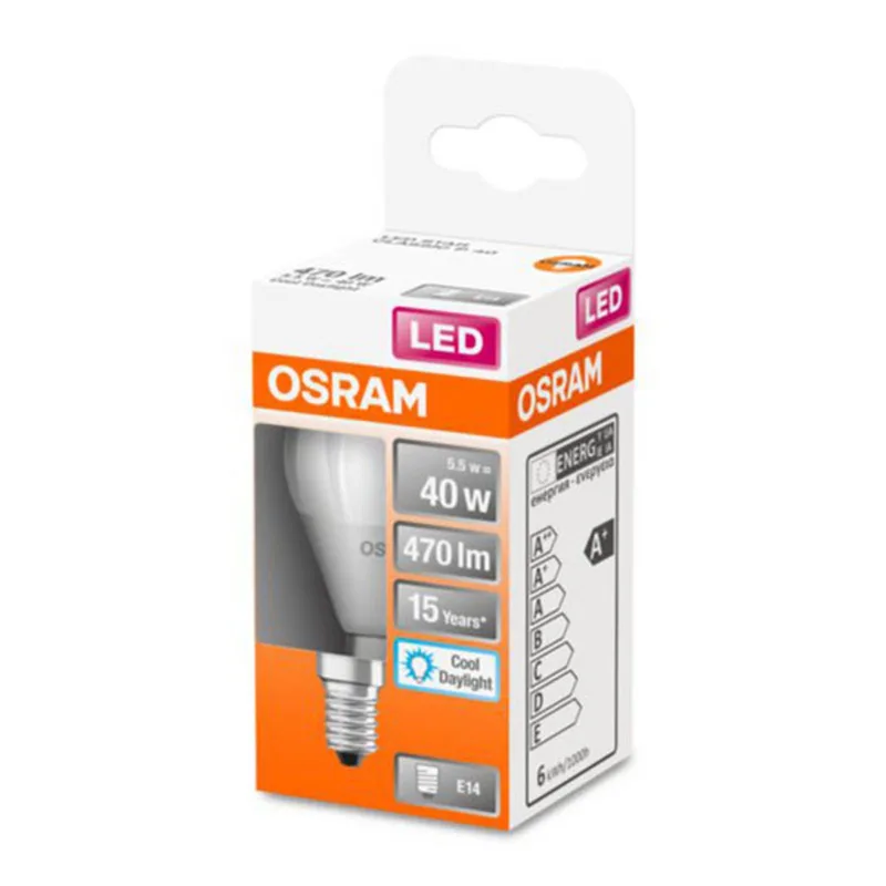 Classic P LED-pære E14 4,9W 6.500K mat fra Osram – produktbillede
