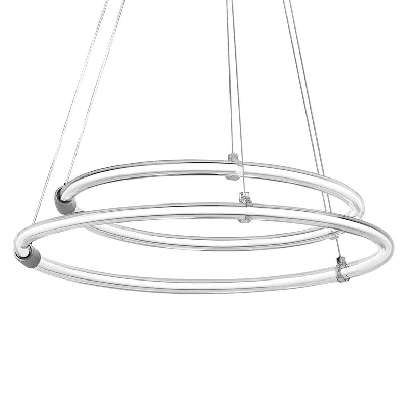 Decor Aura, 2-lamps hanglamp van gebogen polycarbonaat met LED en filament design, 21W, 2400 lm, 3000 K, 830 warm wit, klikdimbaar, kunststof (PC), 498 mm, IP20 de Osram en Gris foncé – photo produit