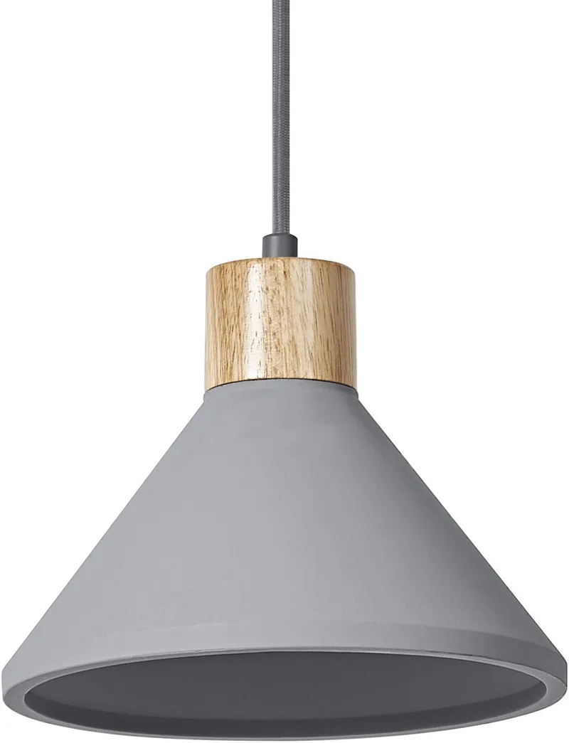 DECOR Concrete Wood beton hanglamp, 220 mm, in donkergrijs, met metalen en betonnen behuizing, voor binnenverlichting, flexibele armatuurkeuze dankzij de E27 fitting från Osram i Mörkgrå, Houtdecor – produktbild