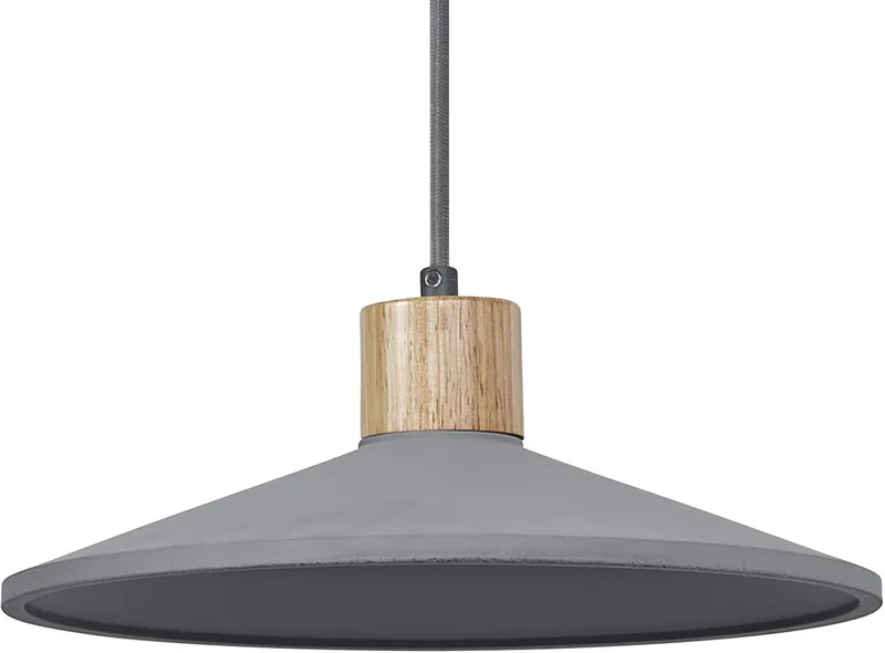 DECOR Concrete Wood beton hanglamp, 320 mm, in donkergrijs, met metalen en betonnen behuizing, voor moderne binnenverlichting, flexibele armatuurkeuze dankzij de E27 fitting de Osram en Gris foncé, Houtdecor – photo produit