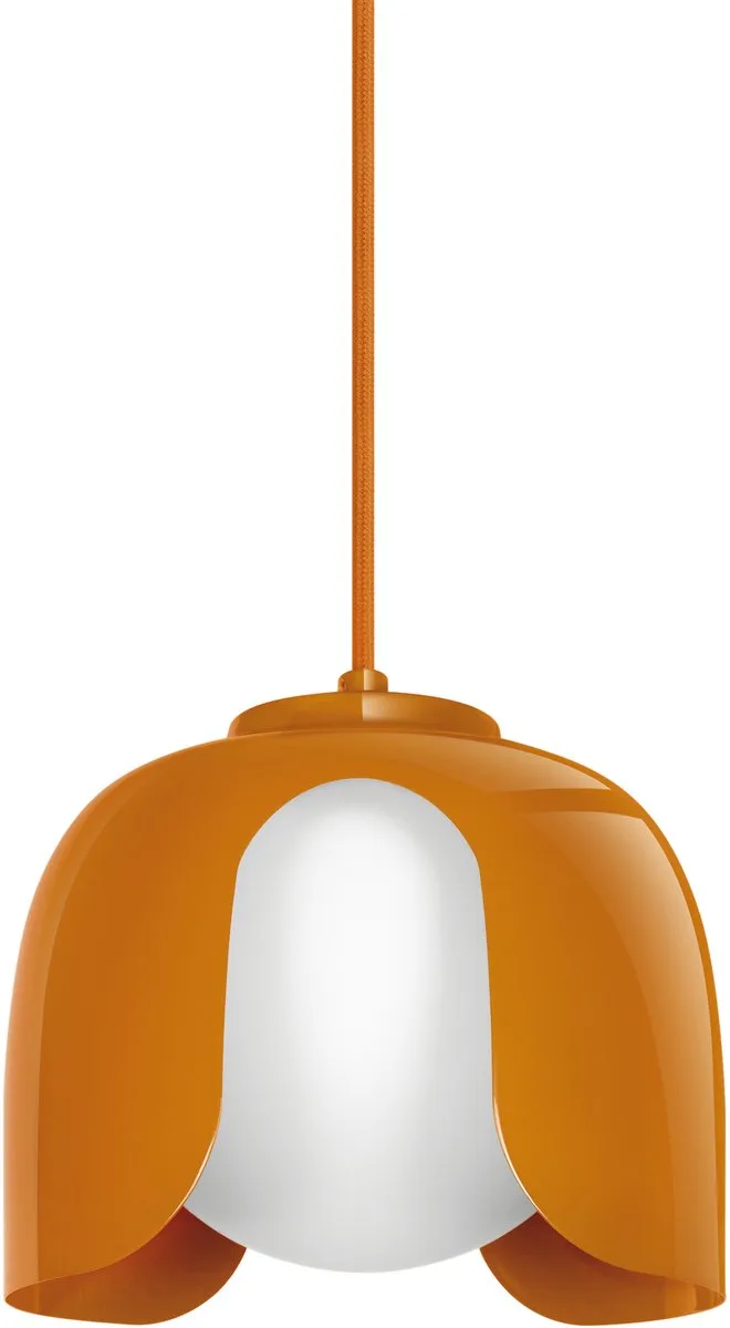 DECOR Corolle Hanglamp, Metaal Glas, E27 Versie, Textielkabel, 200mm, Retro stijl van Osram in Oranje – productfoto