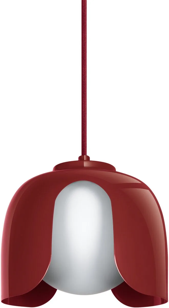 Decor Corolle Hanglamp, Rood Metaal Glas, E27 Versie, Textielkabel, 200mm, Retro-Stijl van Osram – productfoto