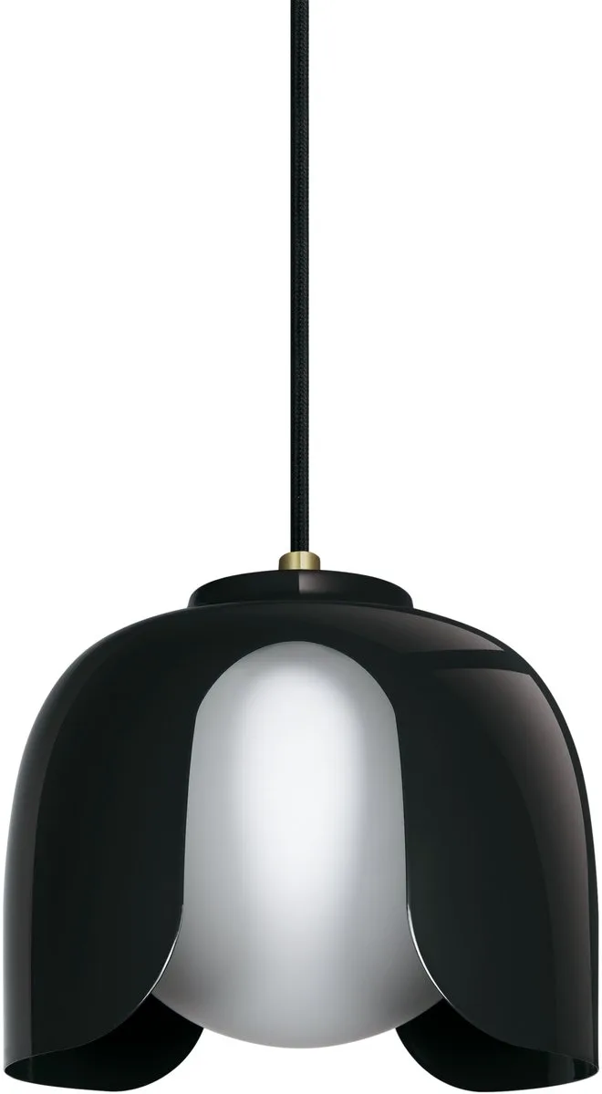 DECOR Corolle Hanglamp, Zwart Metaal Glas, E27 Versie, Textielkabel, 200mm, Retro stijl de Osram – photo produit