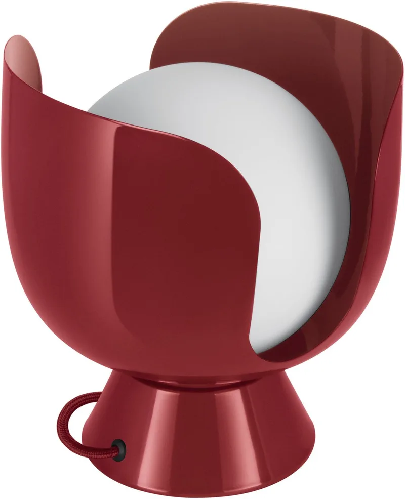 Decor Corolle tafellamp E14, metaal & glas, textielkabel, vervangbare lampen, retrostijl by Osram in Red – product photo
