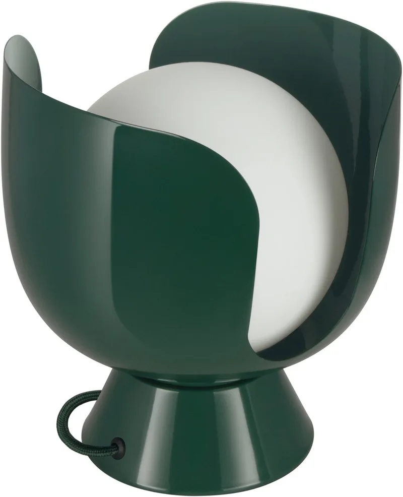 Decor Corolle tafellamp E14, metaal & glas, textielkabel, vervangbare lampen, retrostijl de Osram en Vert – photo produit