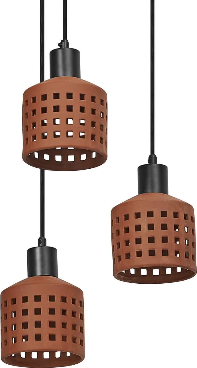 Decor decoratieve hanglamp van klei met gatenpatroon, 3-lamps, met E27 fitting, 325 mm, IP20 de Osram en Marron – photo produit