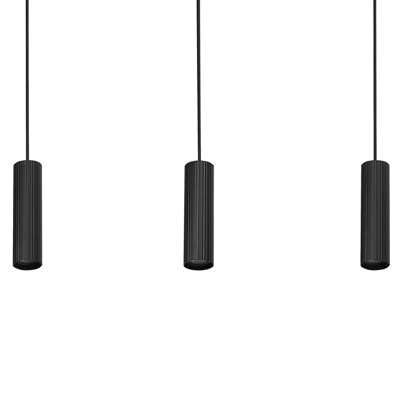 Decor Drums, decoratieve hanglamp, 3-lamps met GU10 fitting, 7,5W, 460lm, 3000K, niet dimbaar, IP20, staal, lamp niet vervangbaar de Osram en Noir – photo produit