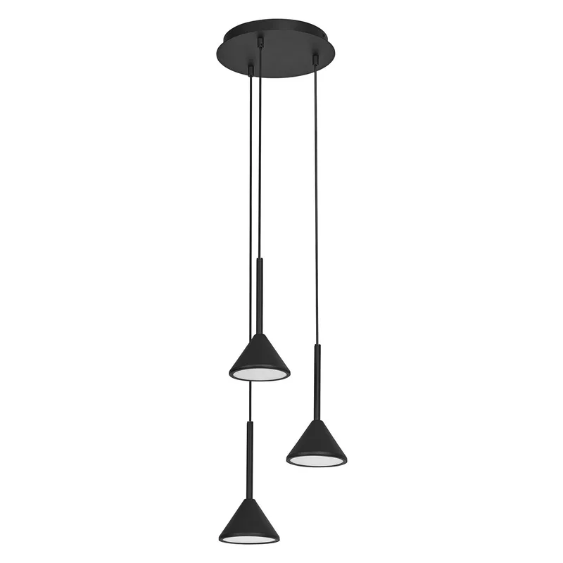 Decor FuJi, decoratieve hanglamp, 3-lamps, PL, 13W, 500lm, 3000K, 930 warm wit, niet dimbaar IP20, staal, 290 mm, lamp niet vervangbaar de Osram en Noir – photo produit